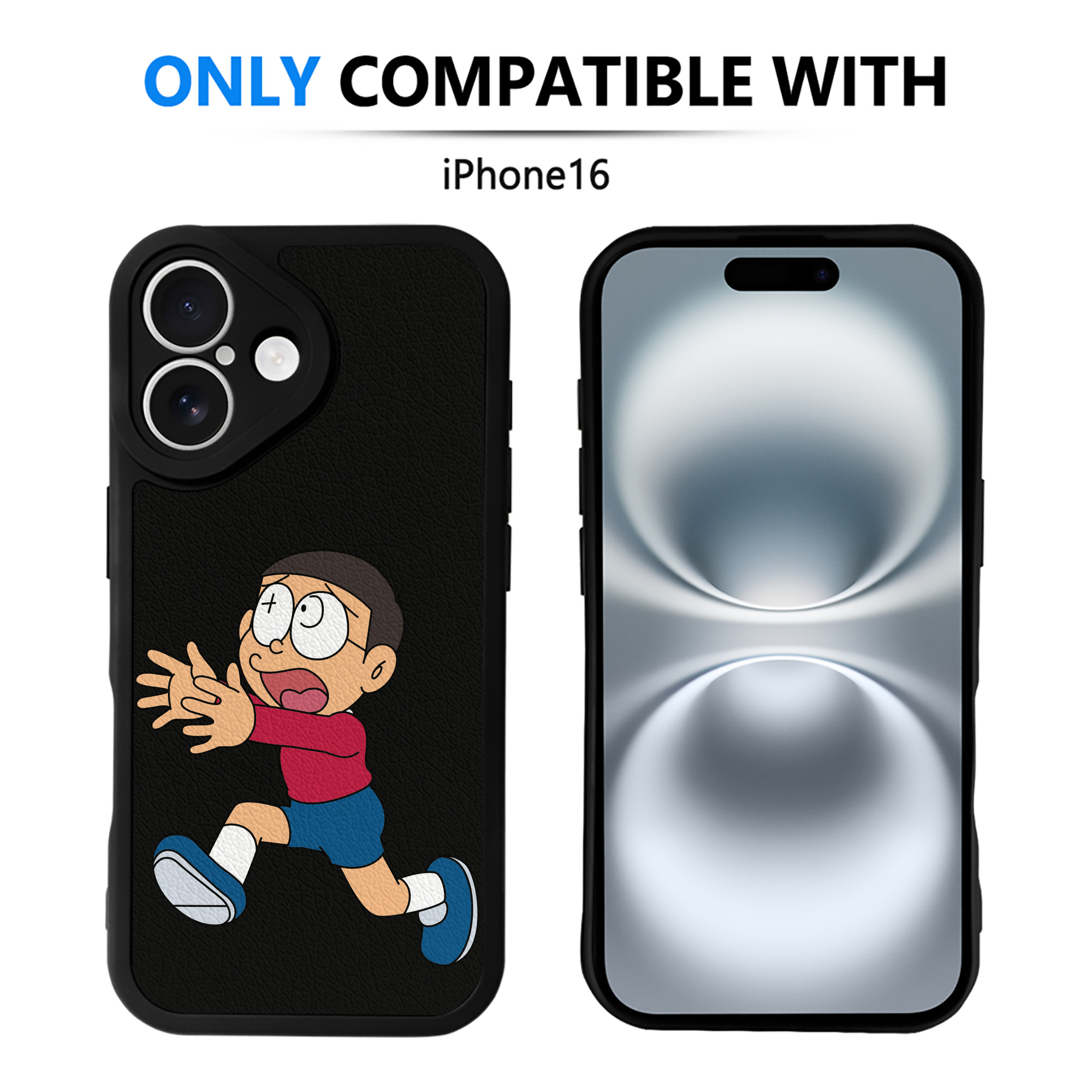 （画像用） ドラえもん 野比 のび太 Doraemon Nobita Nobi 【iPhone 16シリーズ対応】シリコンスマホケース（レザー調） 材質：シリコン